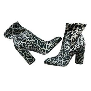 A New Day Norma Velvet Mid-Calf Sock Boots Booties  Size 6  NWOB  Leopard